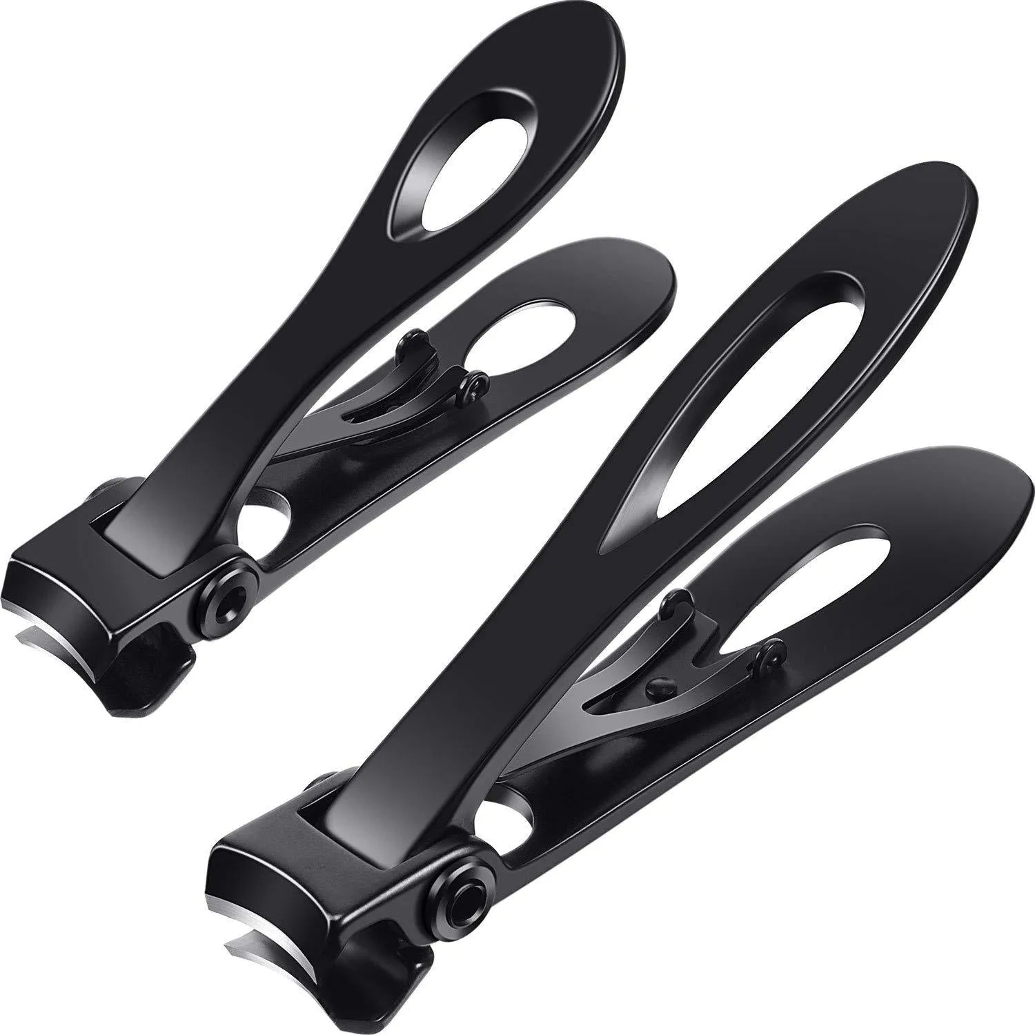 2 Pieces Oversized Thick Nail Clippers Wide Jaw Nail Cutter for Thick Toenails and Fingernails, 15mm Nail Clippers Stainless Steel Toenail Fingernail Clipper Trimmer for Men, Seniors, Adults Black
