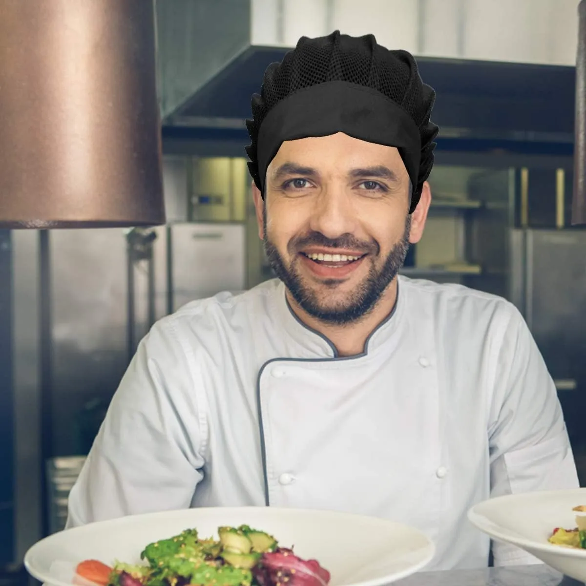 4 or 8 Pack Chef Hat Kitchen Cooking Chef Cap Adjustable Food Service Hair Nets Reusable Washable Mesh Bouffant Beanie