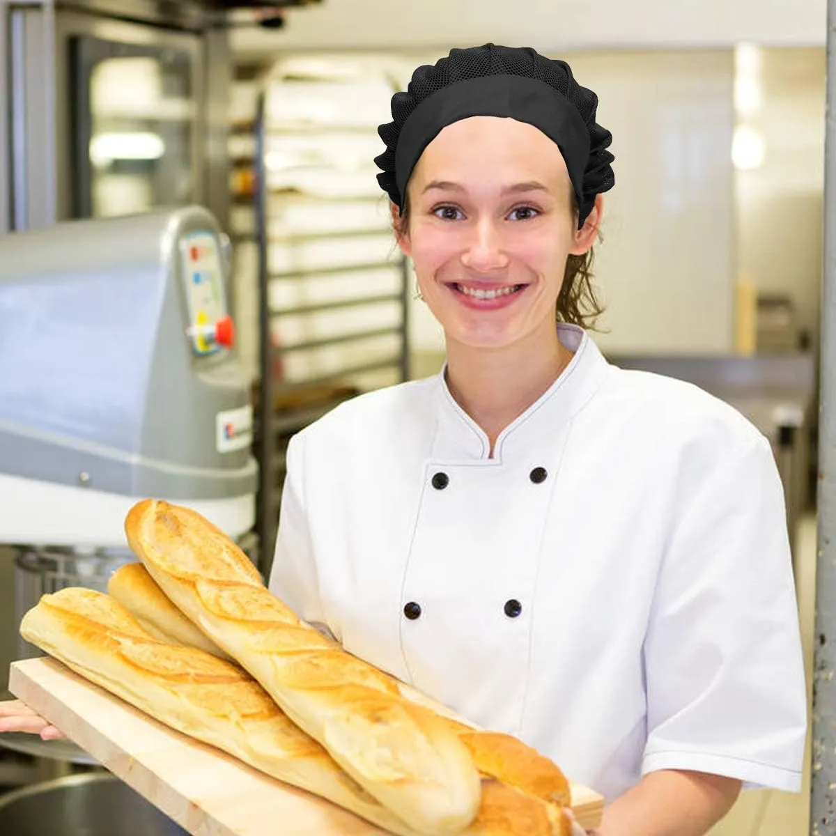 4 or 8 Pack Chef Hat Kitchen Cooking Chef Cap Adjustable Food Service Hair Nets Reusable Washable Mesh Bouffant Beanie