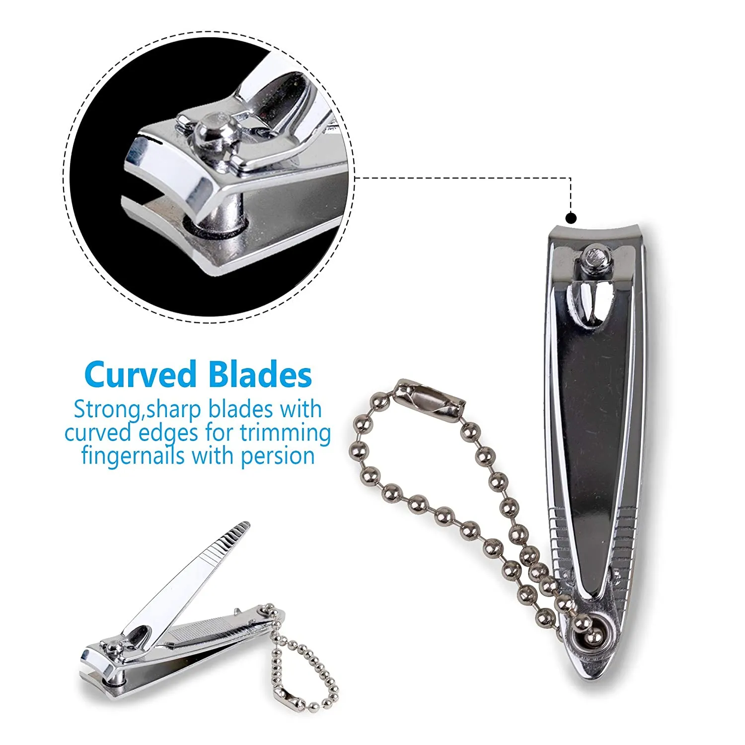 (6 Pack) Nail Clippers Set Stainless Steel Fingernail Clippers, Toenail Clippers, Sharpest Nail Cutter Heavy Duty Curved Edge For Adults Men Women with Swing Out Nail Cleaner/File for Salon Home Use