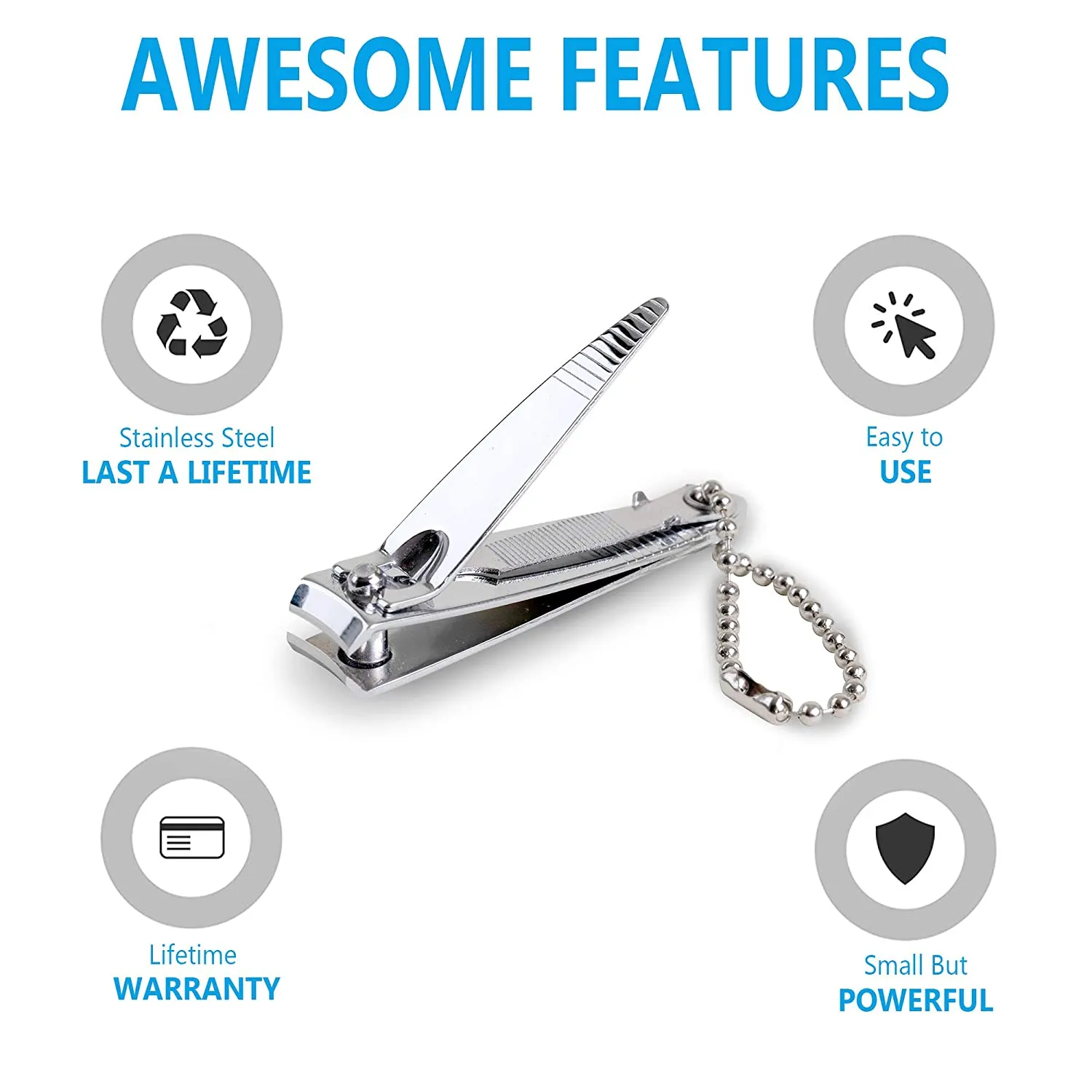 (6 Pack) Nail Clippers Set Stainless Steel Fingernail Clippers, Toenail Clippers, Sharpest Nail Cutter Heavy Duty Curved Edge For Adults Men Women with Swing Out Nail Cleaner/File for Salon Home Use