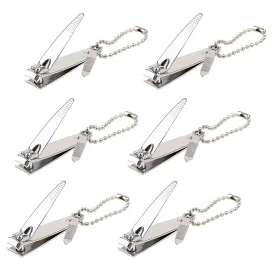 (6 Pack) Nail Clippers Set Stainless Steel Fingernail Clippers, Toenail Clippers, Sharpest Nail Cutter Heavy Duty Curved Edge For Adults Men Women with Swing Out Nail Cleaner/File for Salon Home Use