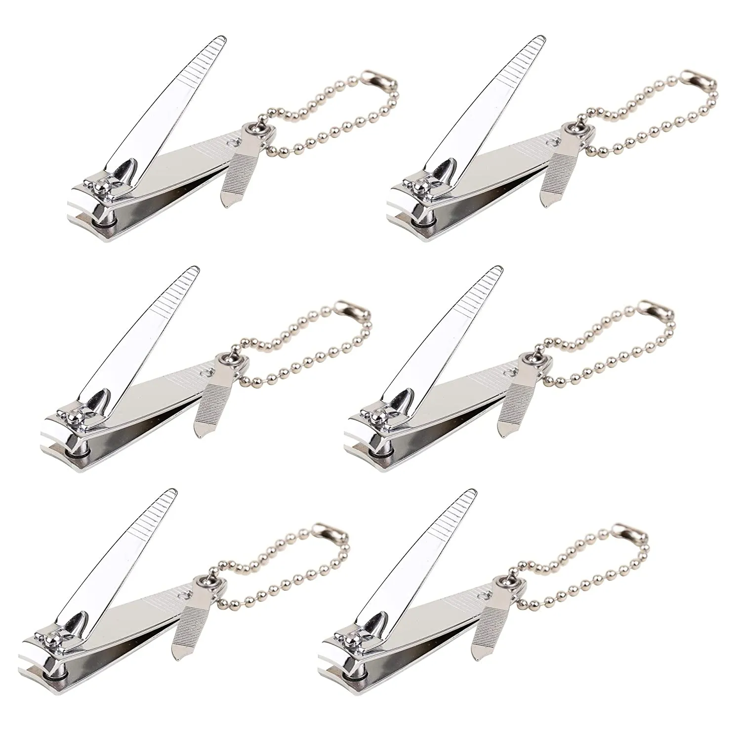 (6 Pack) Nail Clippers Set Stainless Steel Fingernail Clippers, Toenail Clippers, Sharpest Nail Cutter Heavy Duty Curved Edge For Adults Men Women with Swing Out Nail Cleaner/File for Salon Home Use