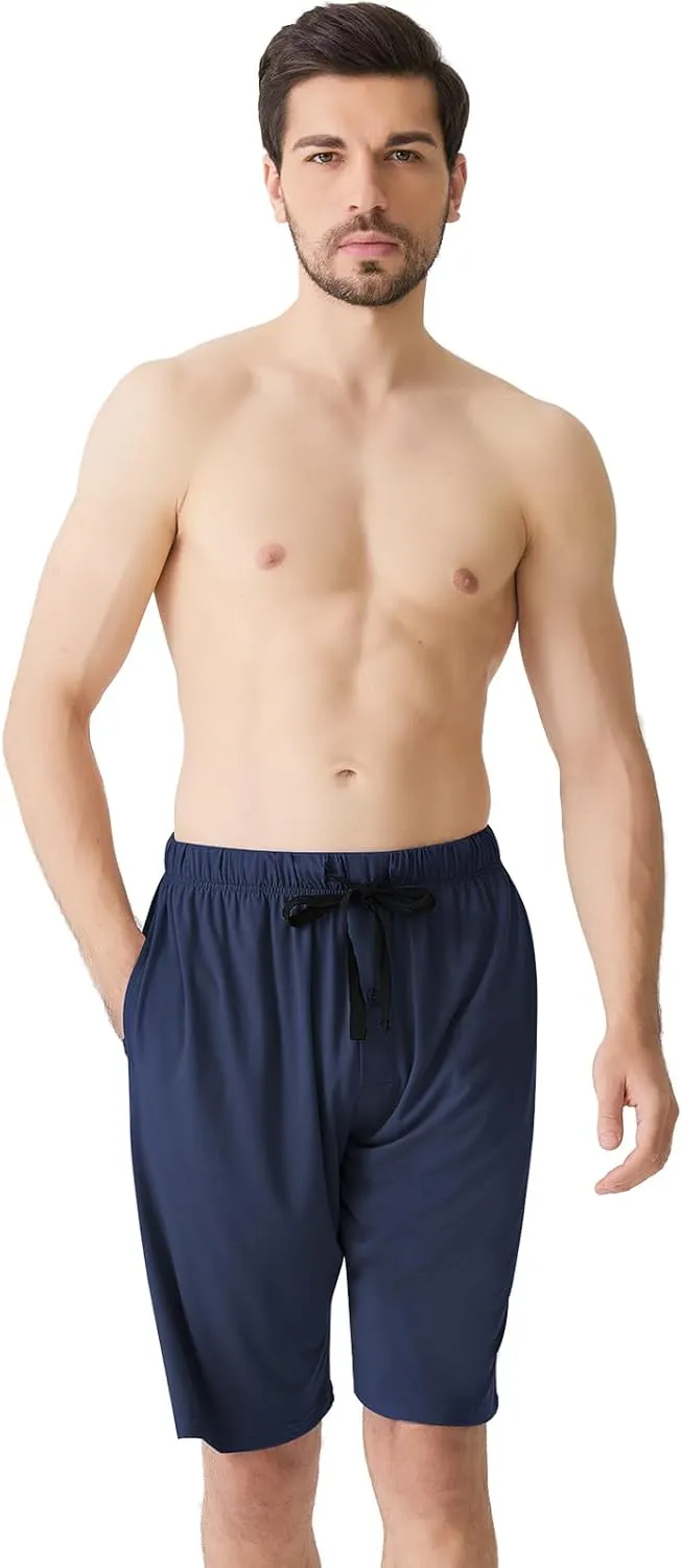 BAMBOO COOL Men??s Pajama Shorts Soft Sleep Shorts Comfy Lounge Pajama Bottoms with Pockets