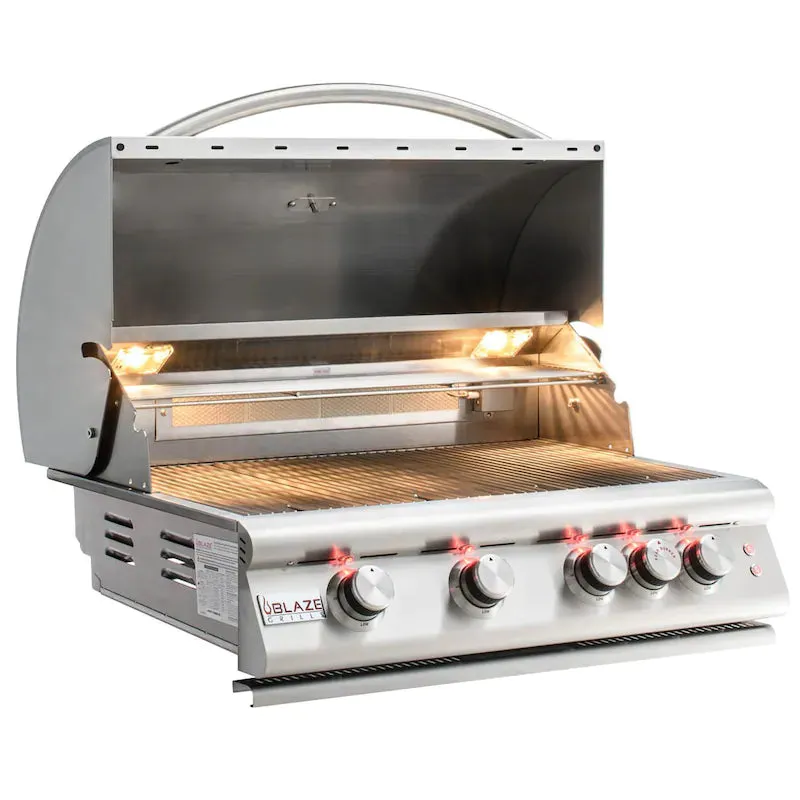 Blaze Premium LTE3 32" 4-Burner Propane Grill With Rear Infrared Burner & Grill Lights