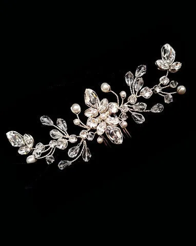 Bridal headpiece - small crystal and pearl vine comb - Dionsyia by Kezani