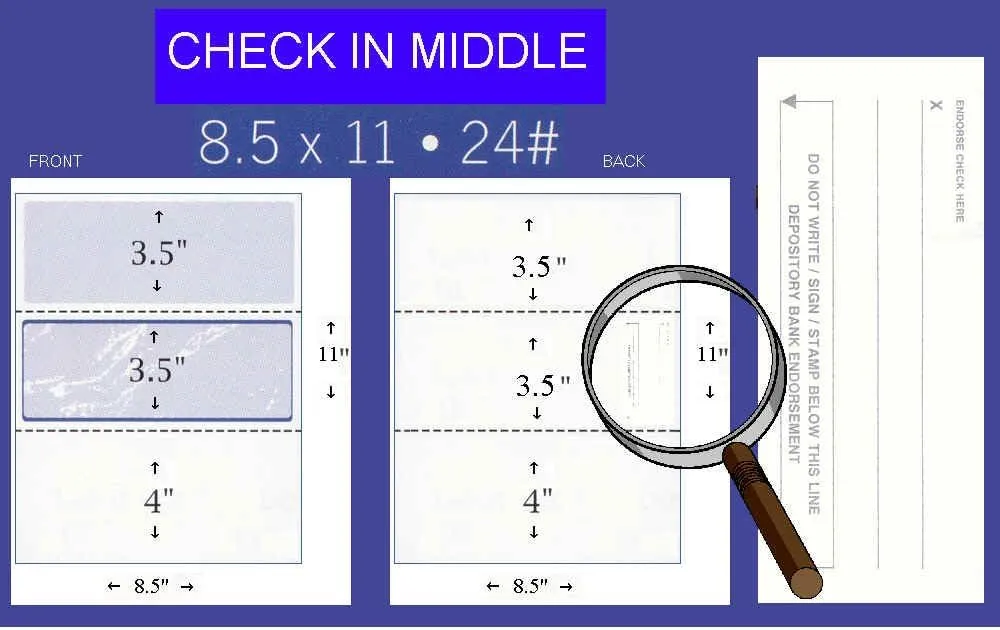 Business Voucher Check Stock - 1000 Sheets, Check in Middle, Blue Marble