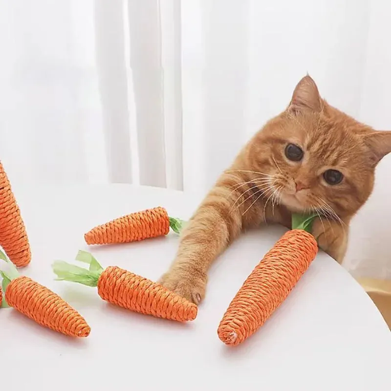 Cat Toys Sound Carrot - Cuddle Cat Stick - Fun Teething Stick - Anti-Bite Cat Scratch Board - Pet Supplies