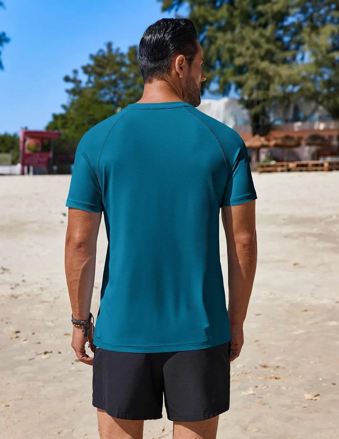 COOFANDY Mens Swim Shirt Short Sleeve UPF 50  Sun Protection Shirt Rah Guard Athletic Quick Dry T Shirts