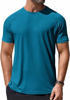 COOFANDY Mens Swim Shirt Short Sleeve UPF 50  Sun Protection Shirt Rah Guard Athletic Quick Dry T Shirts