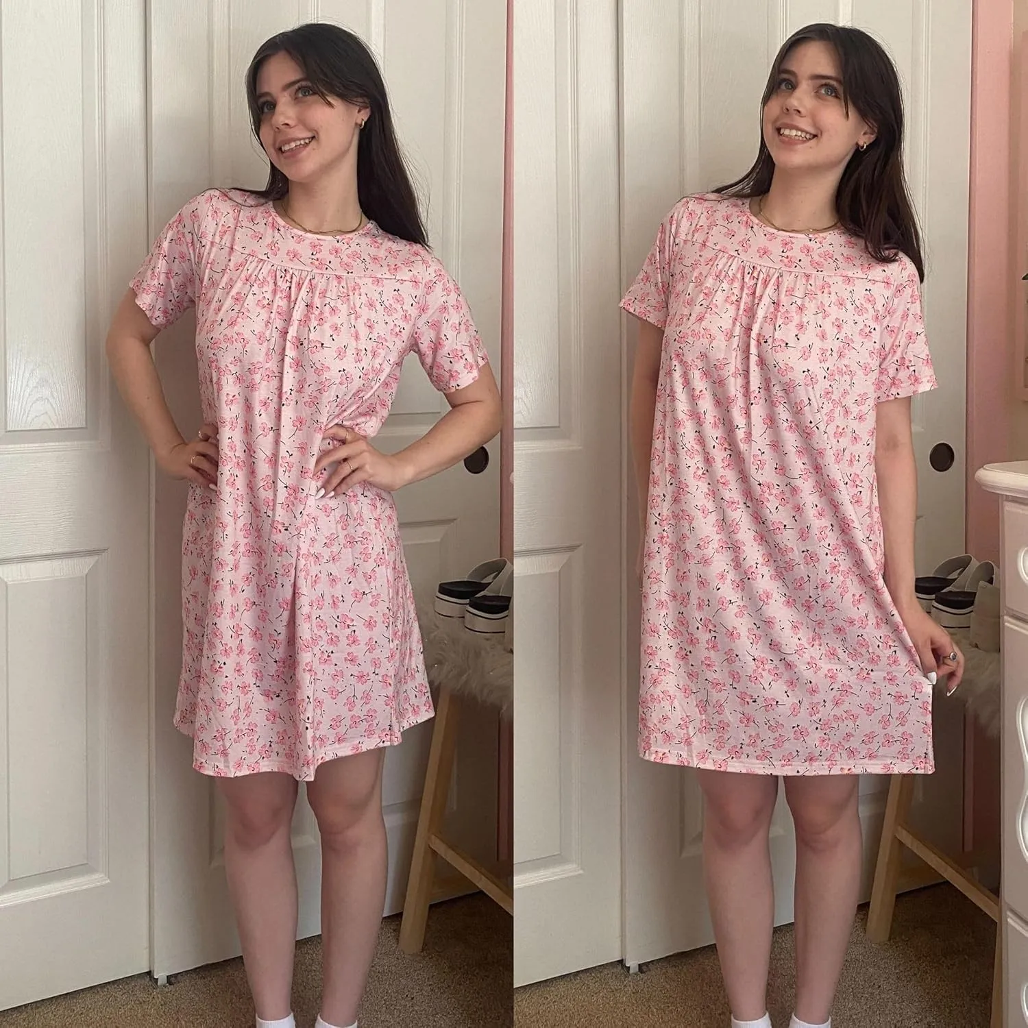 Deyeek Hospital Gowns for Women Open Back Nightgowns Post Surgery Tear Away Snap Dresses Soft Adaptive Nursing Clothing
