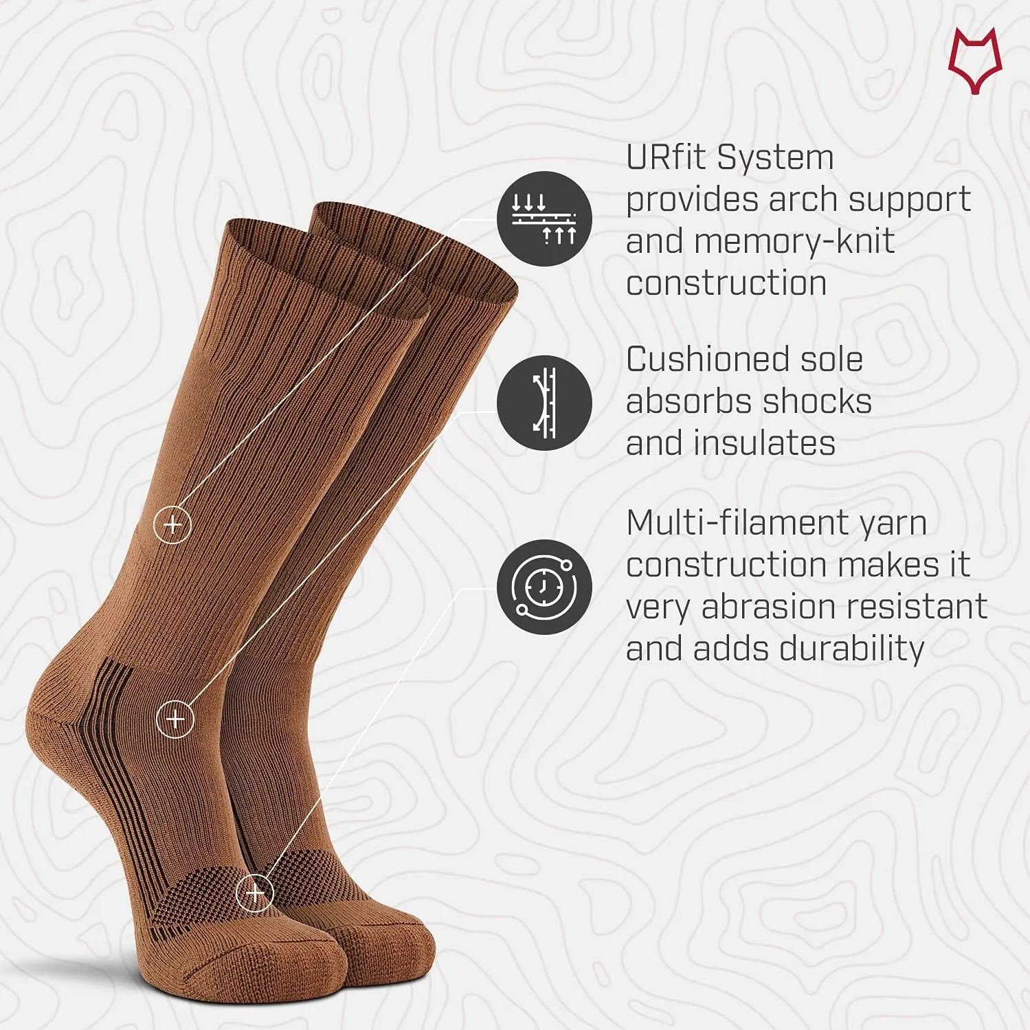 FOX RIVER Men's Tactical Boot Lightweight Military Mid-Calf Socks