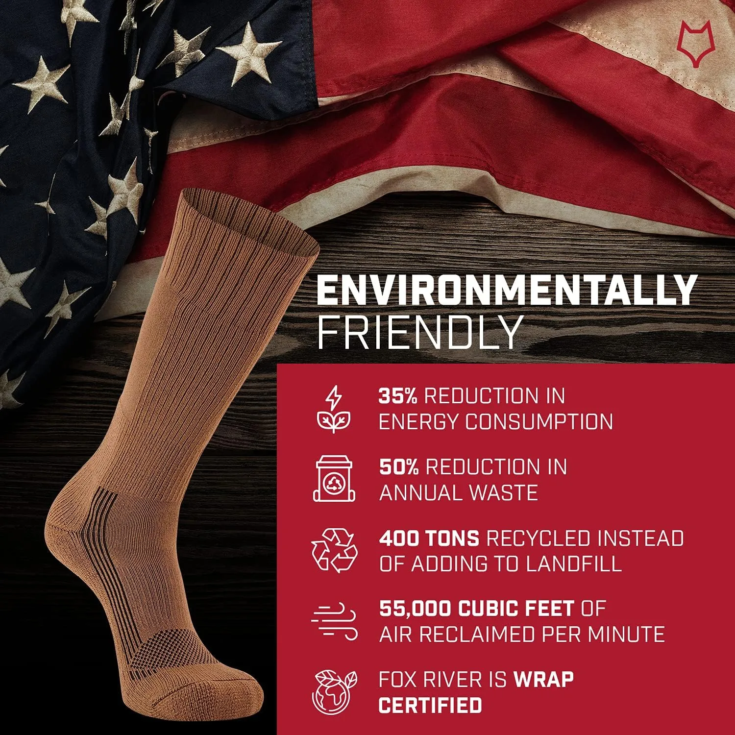 FOX RIVER Men's Tactical Boot Lightweight Military Mid-Calf Socks
