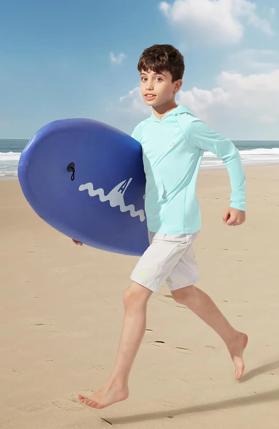 Heathyoga Rash Guard for Boys Swim Shirt UPF 50  UV Sun Protection Hooded Fishing Shirt with Pocket for Toddler Kid