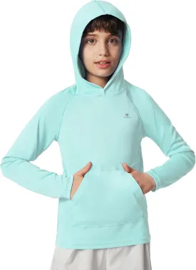 Heathyoga Rash Guard for Boys Swim Shirt UPF 50  UV Sun Protection Hooded Fishing Shirt with Pocket for Toddler Kid