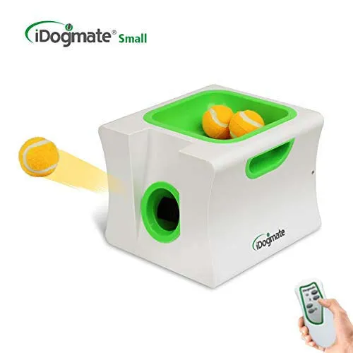 iDogmate Small Automatic Pet Dog Ball Thrower - Tennis Ball Launcher - Puppy or Small Dog Fetch - Ball Throwing Machine - Pet Dog Toy with 1.75" balls