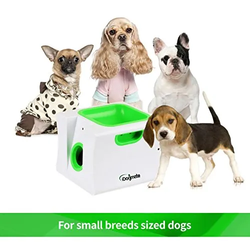 iDogmate Small Automatic Pet Dog Ball Thrower - Tennis Ball Launcher - Puppy or Small Dog Fetch - Ball Throwing Machine - Pet Dog Toy with 1.75" balls