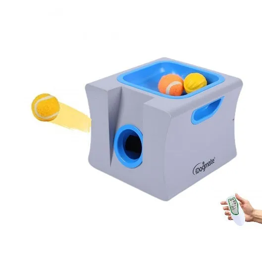iDogmate Small Automatic Pet Dog Ball Thrower - Tennis Ball Launcher - Puppy or Small Dog Fetch - Ball Throwing Machine - Pet Dog Toy with 1.75" balls