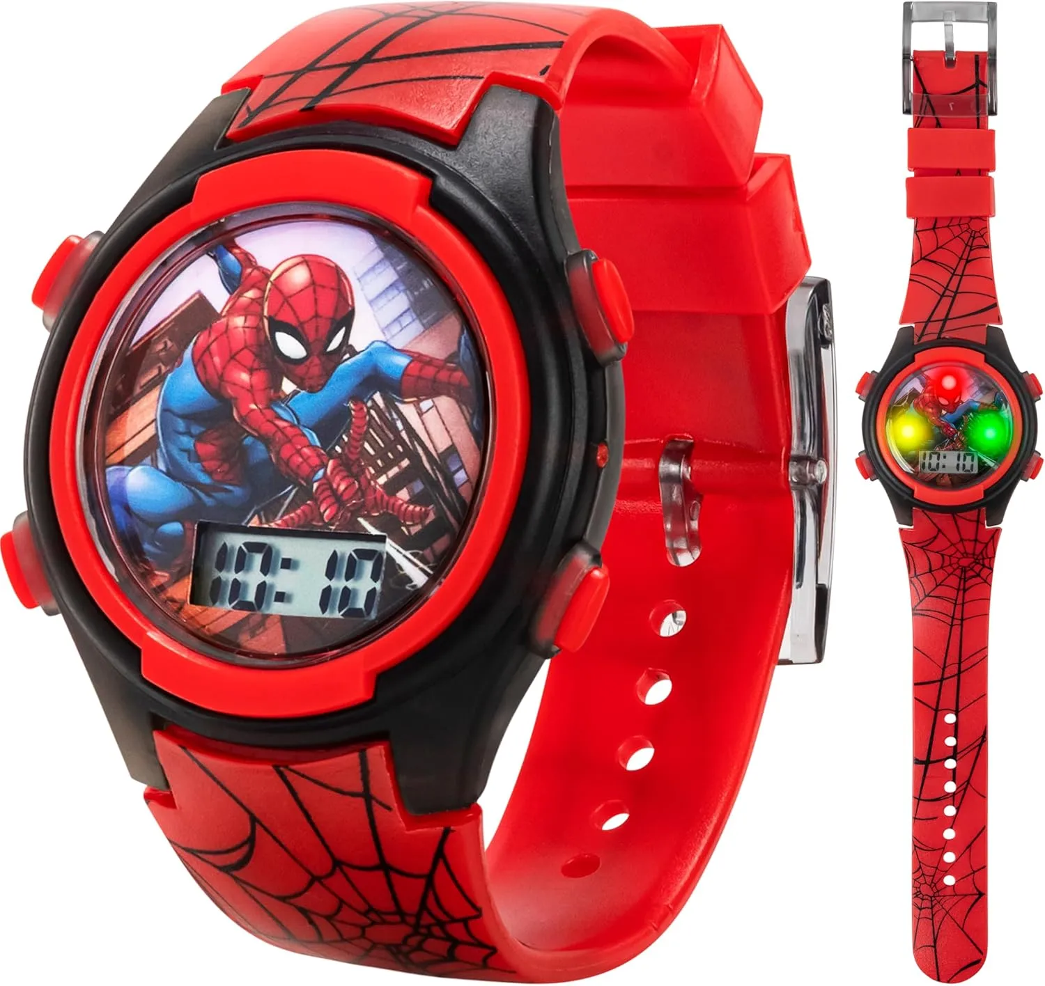 Marvel Spider-Man Kids Watches ?C Digital Display, Interactive Features, Adjustable Strap, Vibrant Spider-Man Graphics, Durable for Active Kids