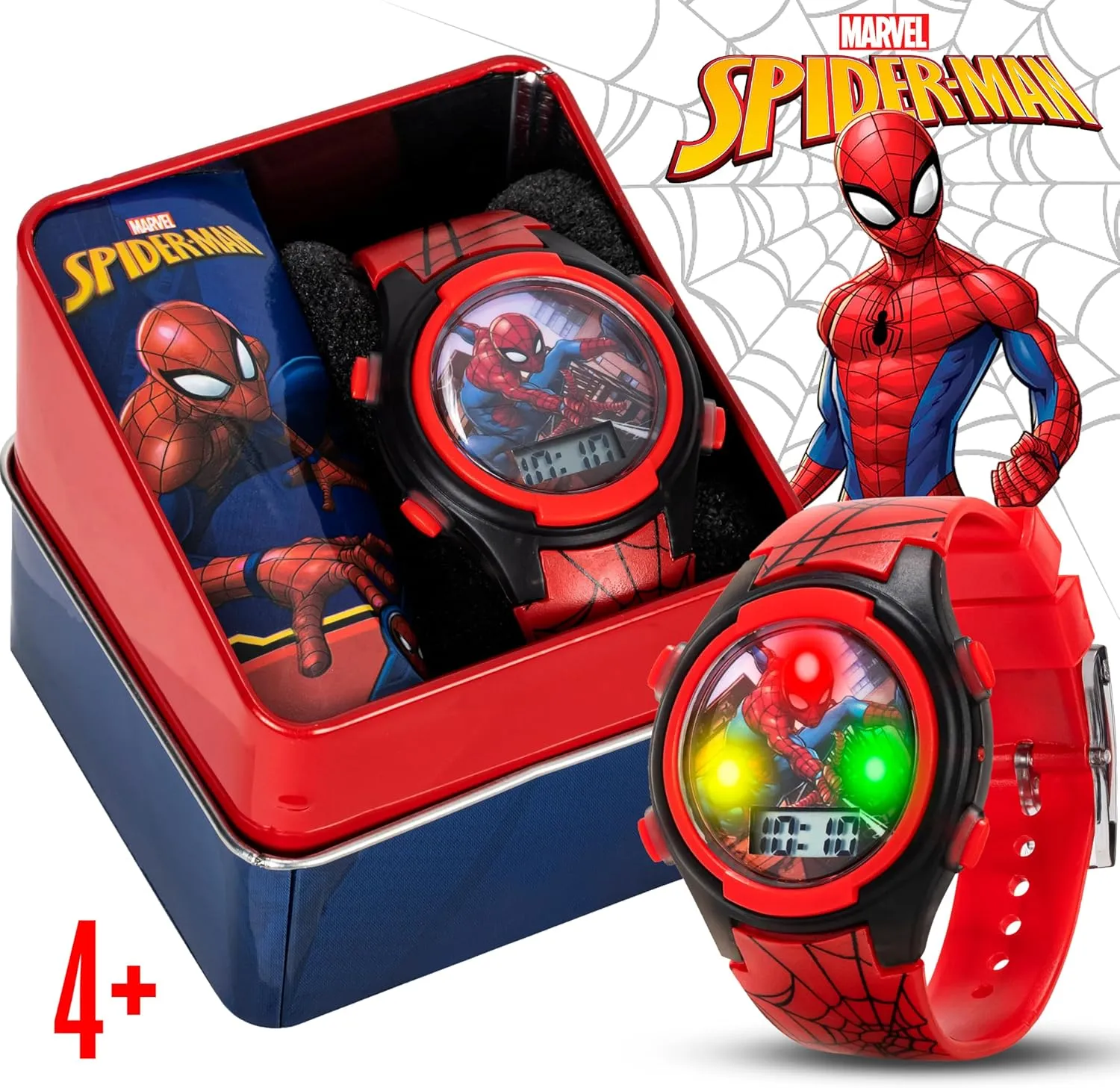 Marvel Spider-Man Kids Watches ?C Digital Display, Interactive Features, Adjustable Strap, Vibrant Spider-Man Graphics, Durable for Active Kids