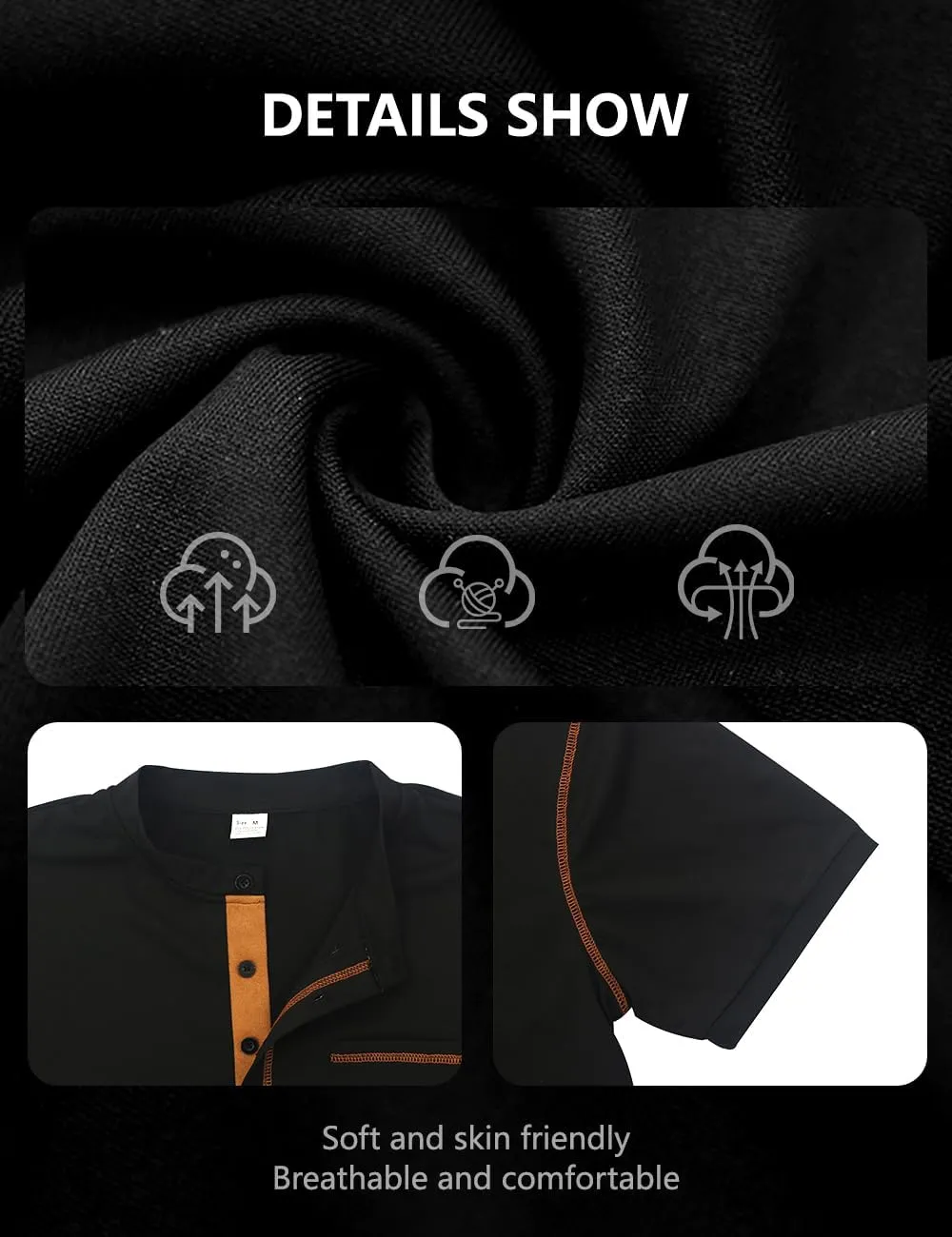 Men's Henley Shirt Short Sleeve T-Shirt Casual Top Pullover Summer Lightweight Tee Shirts with Button