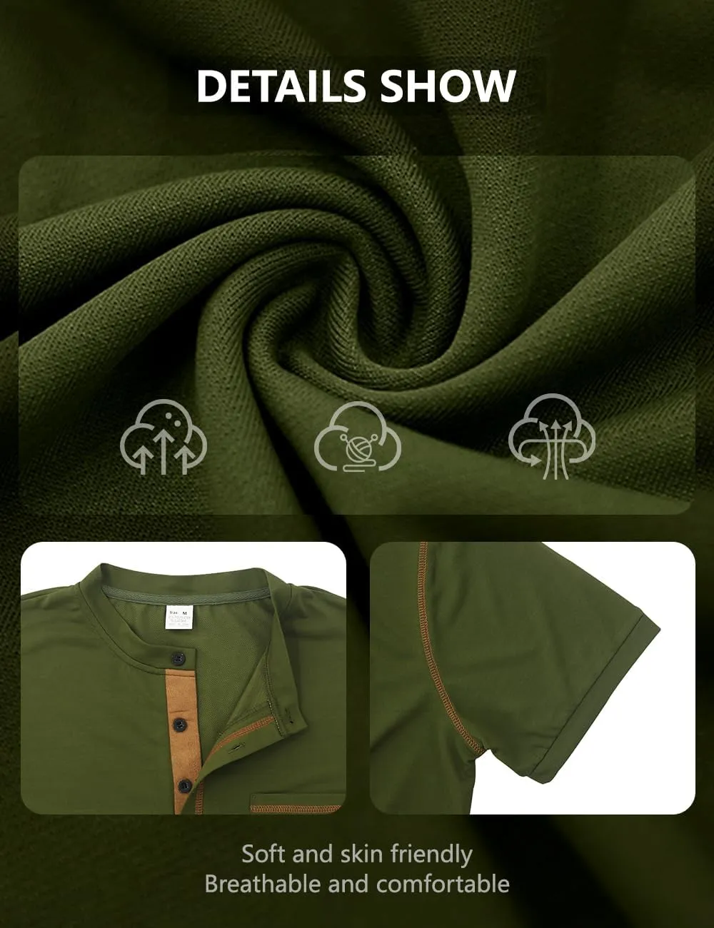 Men's Henley Shirt Short Sleeve T-Shirt Casual Top Pullover Summer Lightweight Tee Shirts with Button