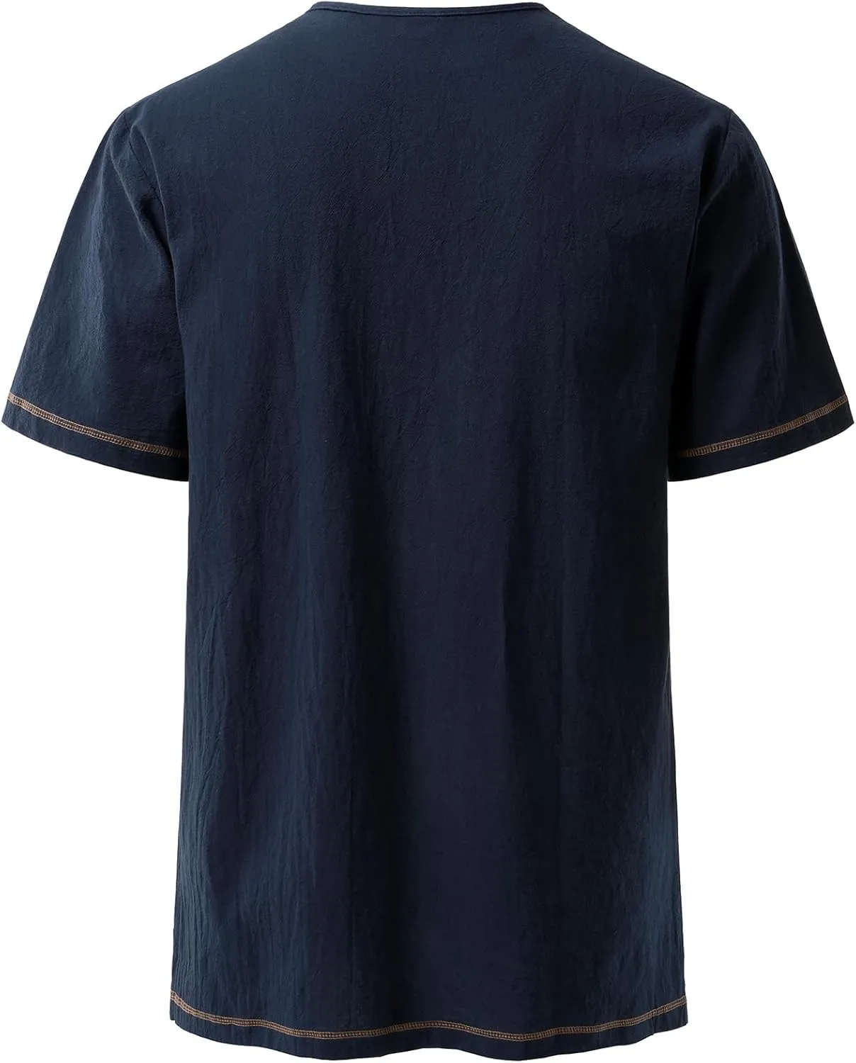Men's Pure Cotton Retro Short Sleeves Lace Up Shirts for Casual Renaissance Pirate Medieval Viking Without Belt