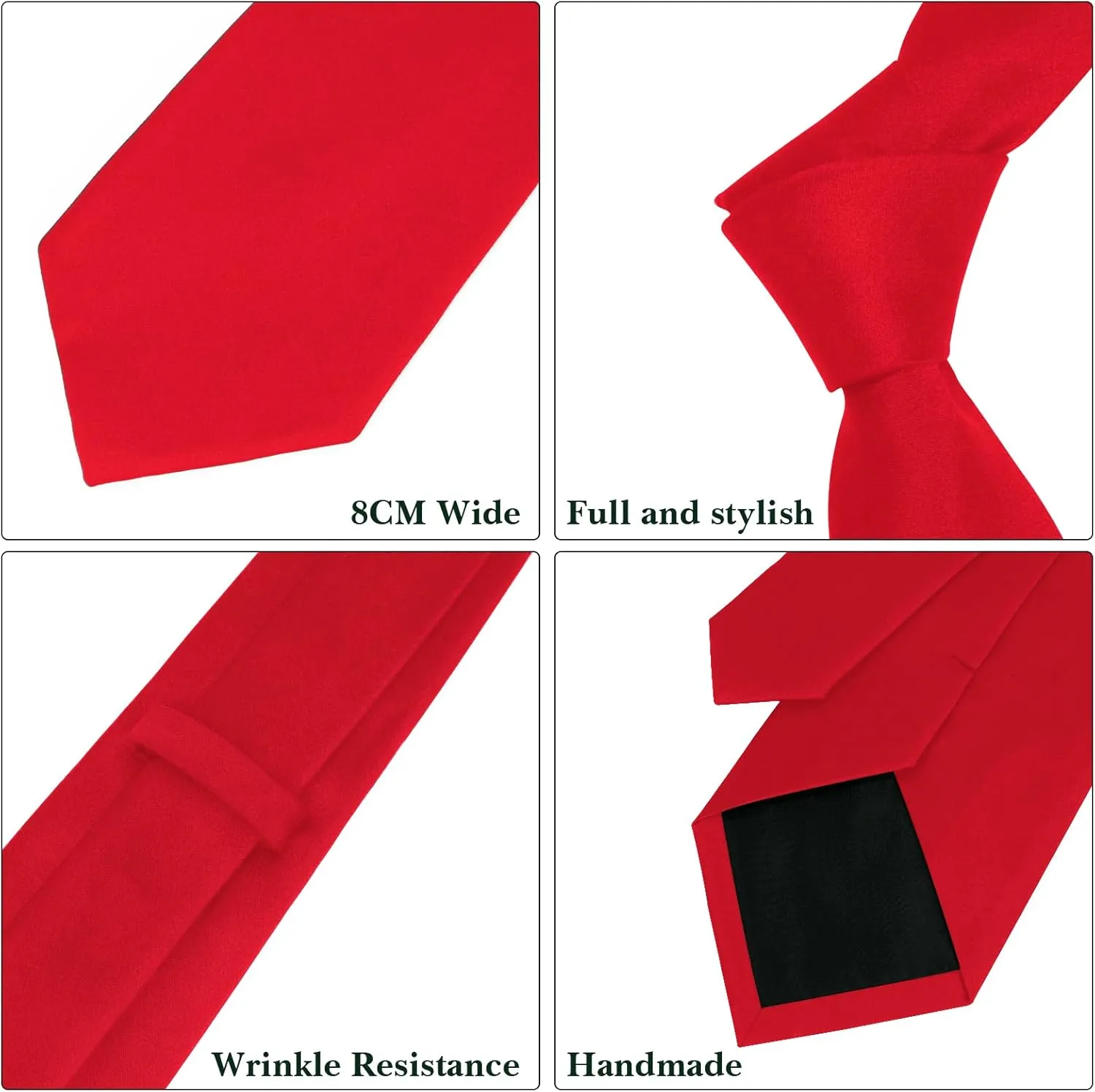 Men's Ties Solid Pure Color 3.15" (8CM) Necktie Black Ties For Men