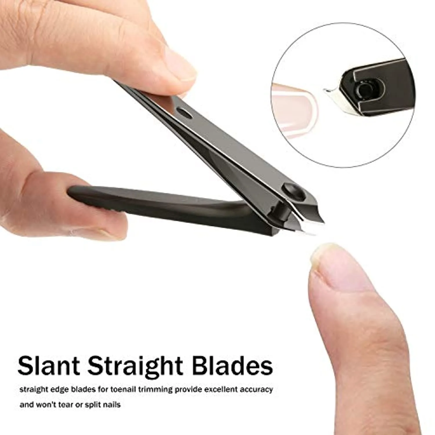Nail Clippers Set of 3, Toenail Clippers, No Splash Cutter Set, Stainless Steel Fingernail with Catcher, Nail Trimmer with Metal Case Good Gift for Women and Men