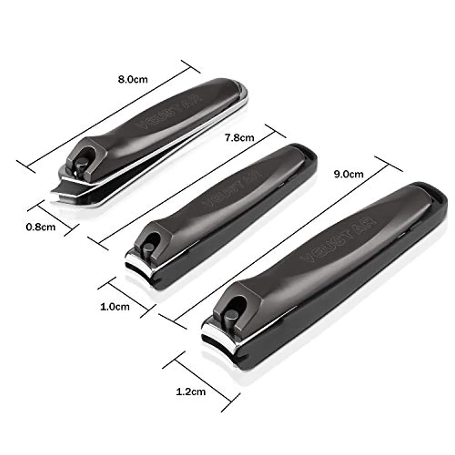 Nail Clippers Set of 3, Toenail Clippers, No Splash Cutter Set, Stainless Steel Fingernail with Catcher, Nail Trimmer with Metal Case Good Gift for Women and Men