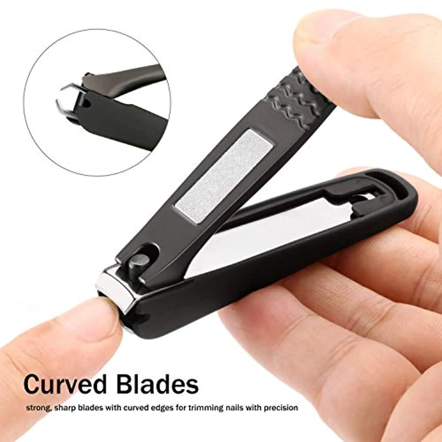 Nail Clippers Set of 3, Toenail Clippers, No Splash Cutter Set, Stainless Steel Fingernail with Catcher, Nail Trimmer with Metal Case Good Gift for Women and Men