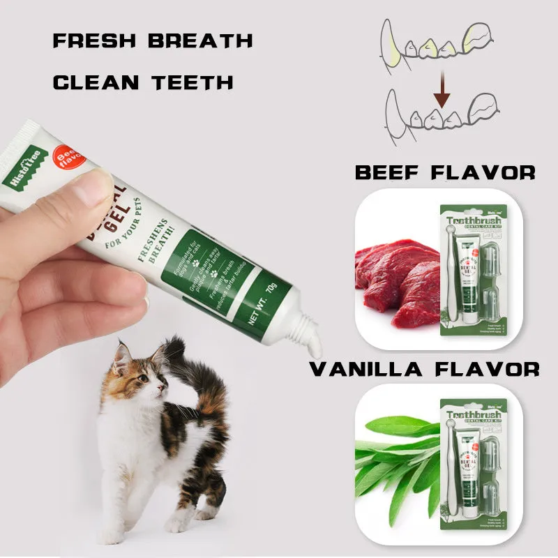 Oral Hygiene Kit For Cats And Dogs 3 Piece Set With Dual Ended Toothbrush