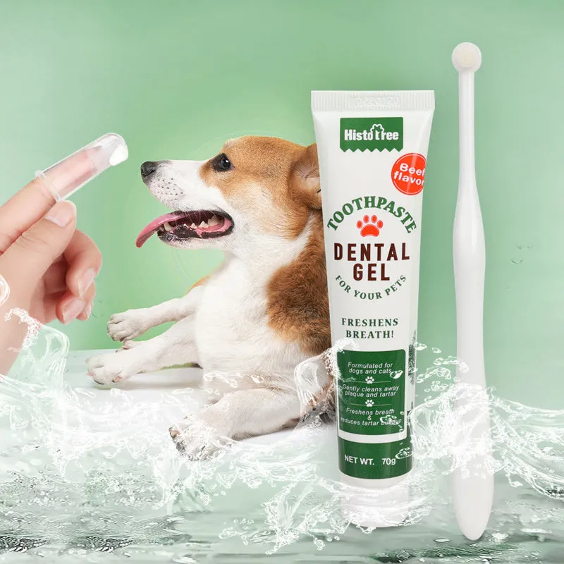 Oral Hygiene Kit For Cats And Dogs 3 Piece Set With Dual Ended Toothbrush