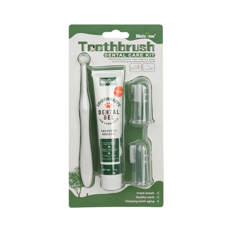 Oral Hygiene Kit For Cats And Dogs 3 Piece Set With Dual Ended Toothbrush