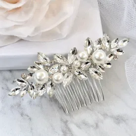"Adnana" - Pearl Bridal Hair Comb - Available in Silver and Gold