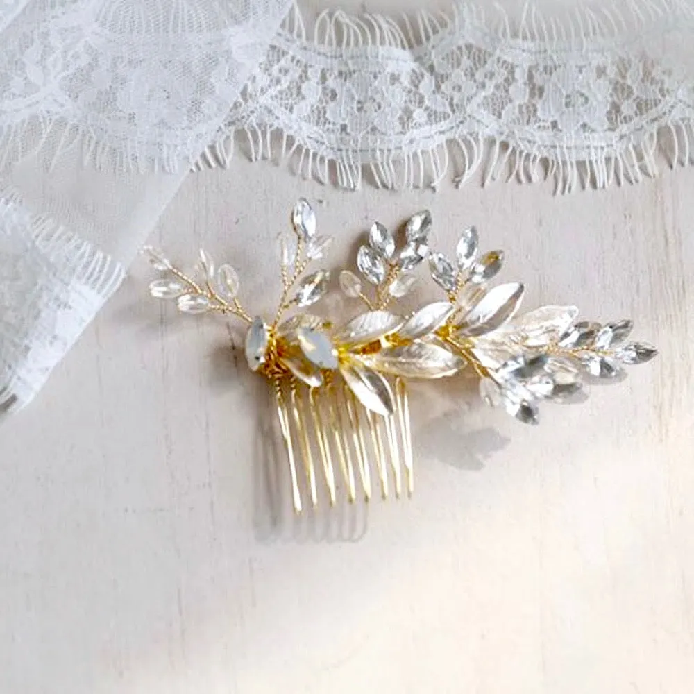 "Malia" - Gold Opal Bridal Hair Comb