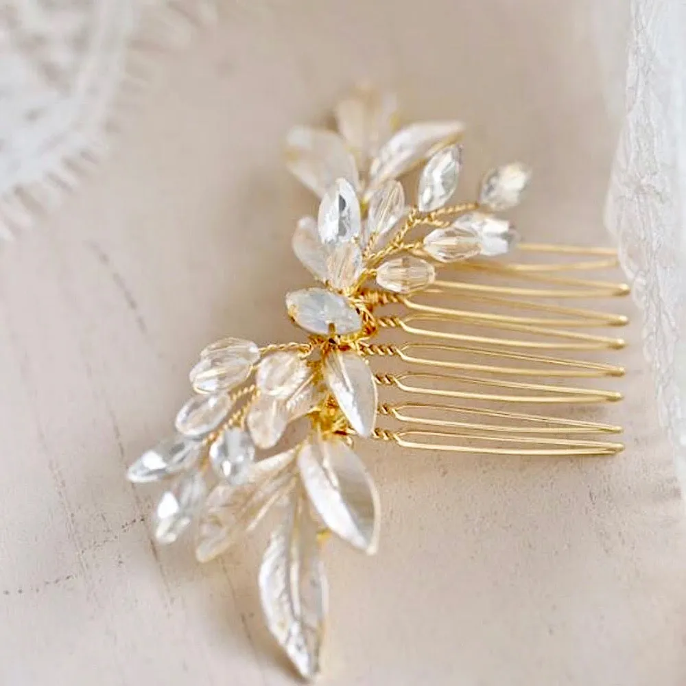 "Malia" - Gold Opal Bridal Hair Comb