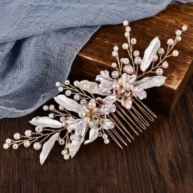 "Olivia" - Gold Pearl Bridal Hair Comb