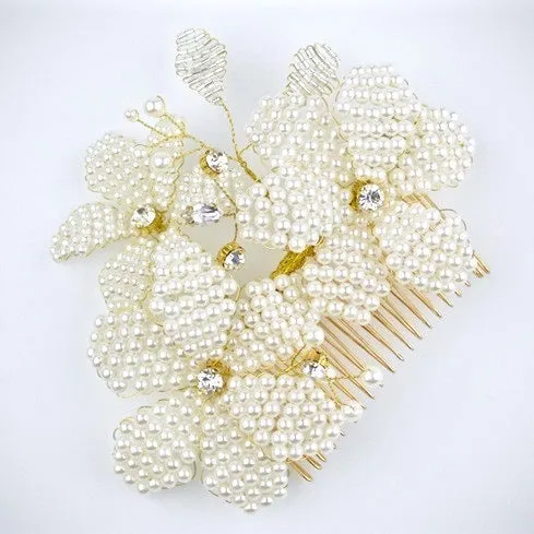 "Rhea" - Gold Pearl Bridal Hair Comb