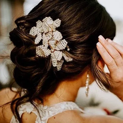 "Rhea" - Gold Pearl Bridal Hair Comb