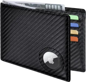 Slim Leather Wallet for Men Airtag Hidden, Large Bifold Mens Wallet RFID Blocking with ID Windows, Credit Card Holder for Men Wallet