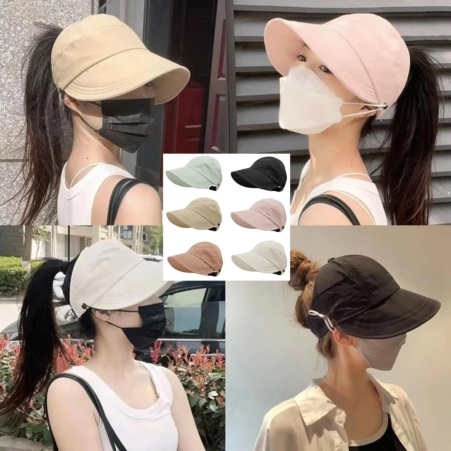 Sun Hats for Women Wide Brim UV Protection Hollow Top Sun Hat Summer Beach Packable Visor