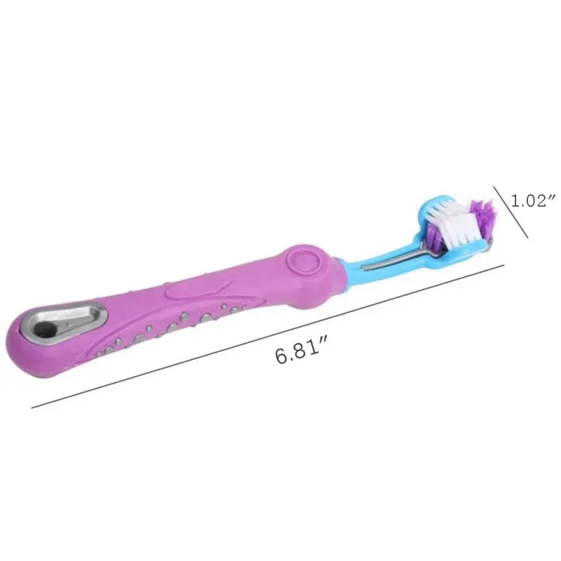 Three-Sided Pet Toothbrush: Multi-Angle Cleaning for Dogs and Cats