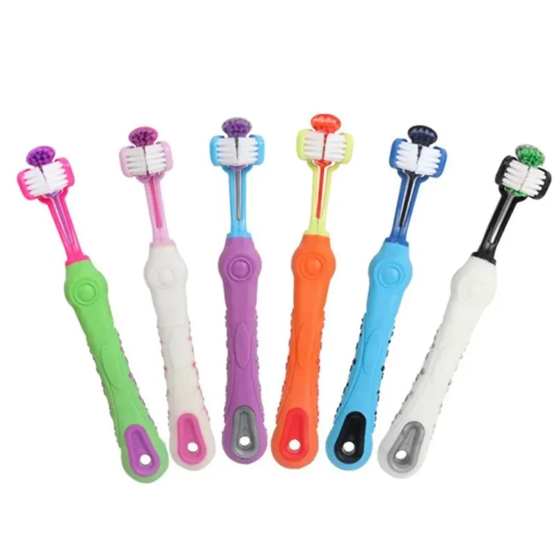 Three-Sided Pet Toothbrush: Multi-Angle Cleaning for Dogs and Cats