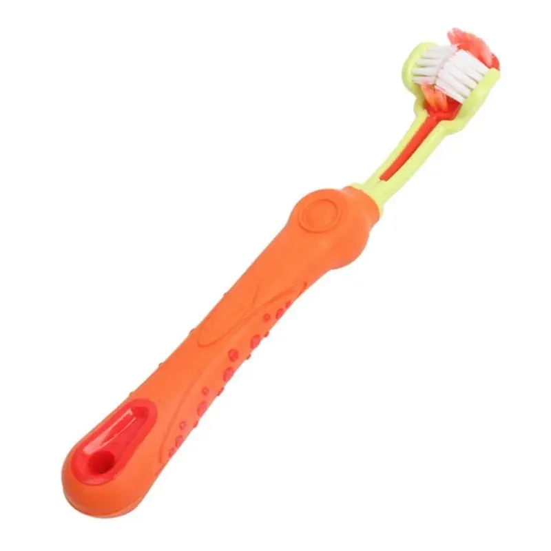 Three-Sided Pet Toothbrush: Multi-Angle Cleaning for Dogs and Cats
