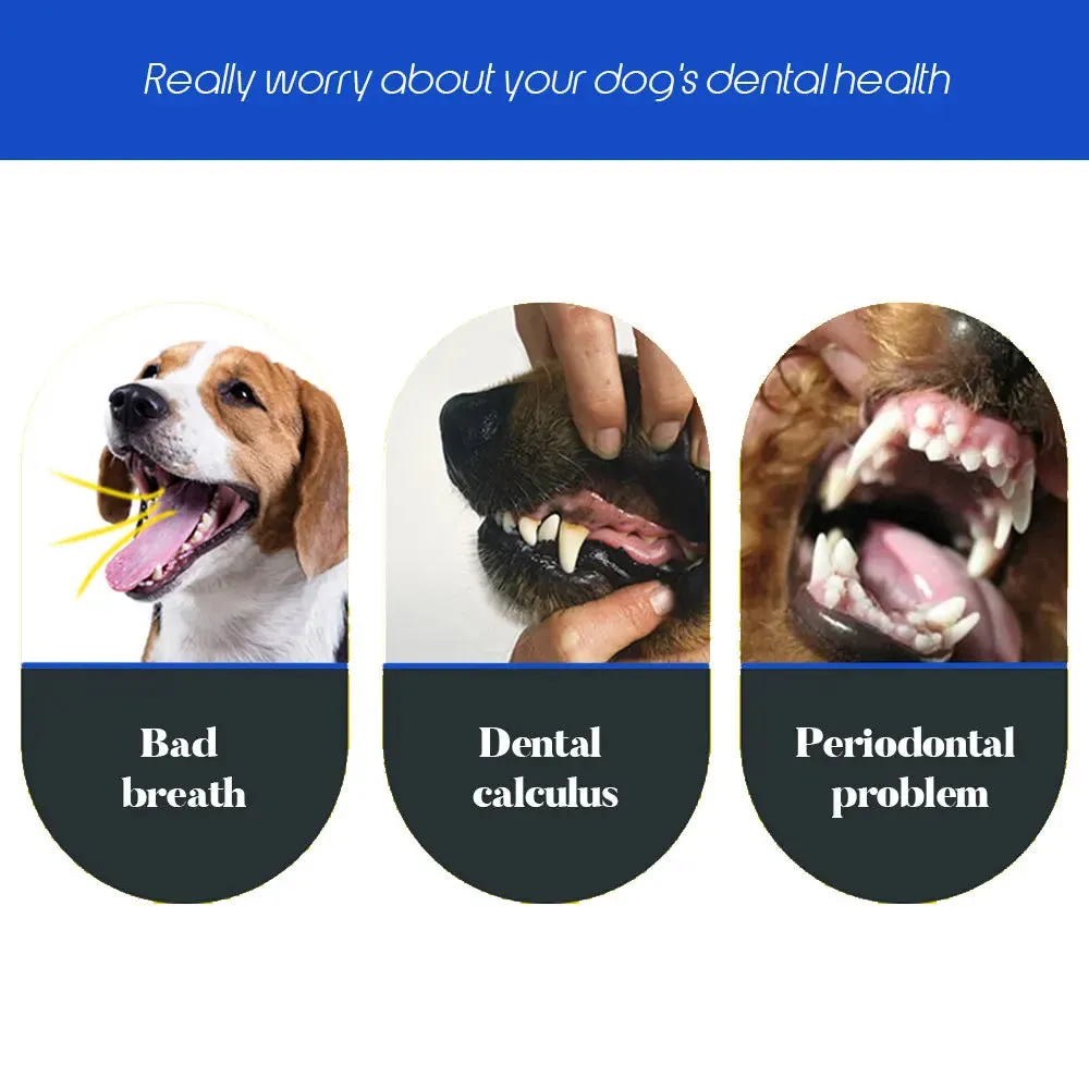 Ultimate Pet Dental Care: 3-Sided Dog Toothbrush for Fresh Breath, Tartar-Free Teeth - Soft Bristles, Rubber Grip - Cat & Dog Dental Tool
