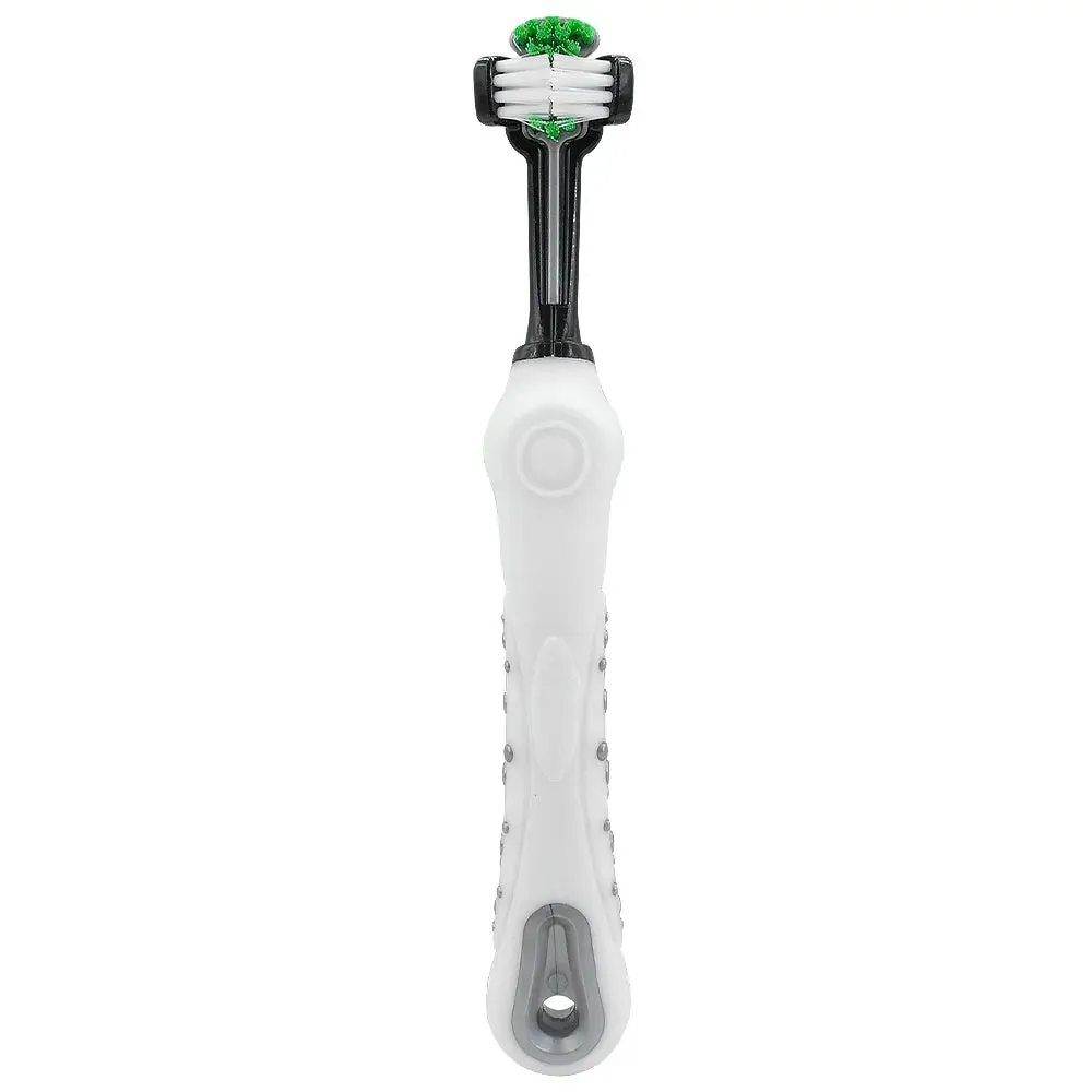 Ultimate Pet Dental Care: 3-Sided Dog Toothbrush for Fresh Breath, Tartar-Free Teeth - Soft Bristles, Rubber Grip - Cat & Dog Dental Tool